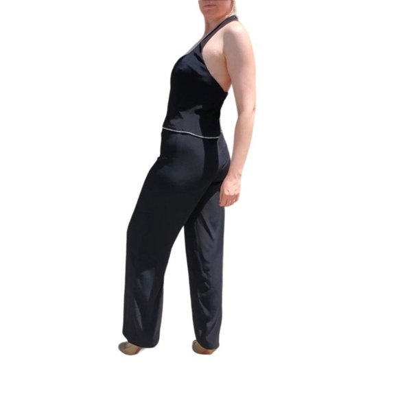 Vintage Jones New York Backless Halter Top Jumpsuit Size 8 Black - Picture 4 of 11